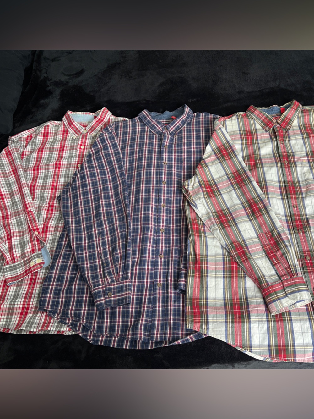 Izod Men's Plaid Button-Up Shirt Trio - Red, Navy, White